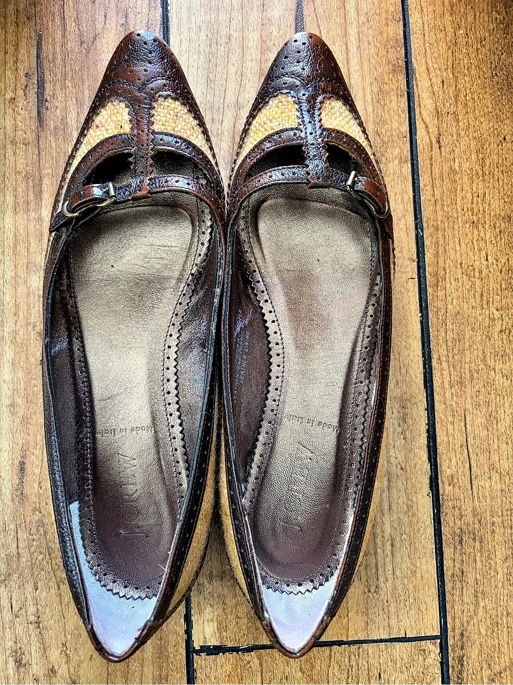 J.Crew Piper Tweed Flats Mustard Brown US 8